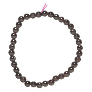 Garnet 1pkg1, round bead natural, 6 inch 4-6mm dark