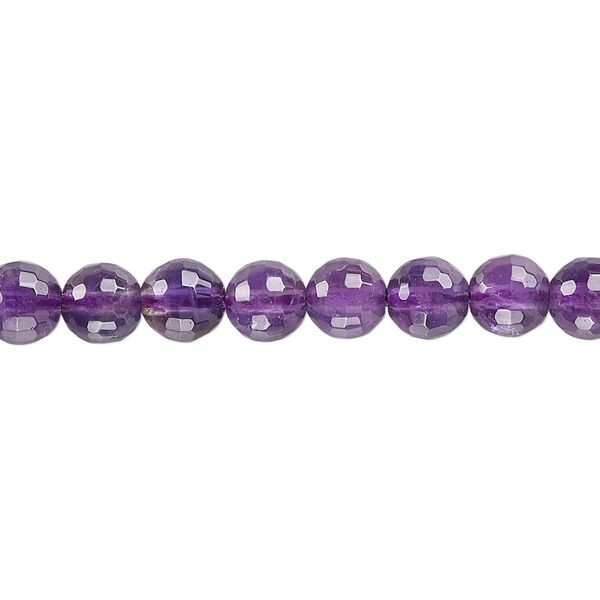 Amethyst 1pkg1, faceted round bead natural 15.5-16 inch 6mm image number 0