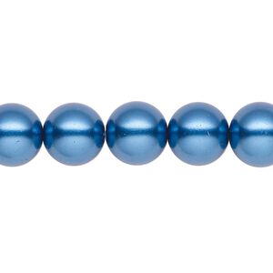 Pearl 2pk metallic blue, Celestial Crystal® 10mm round 15.5-16 inch