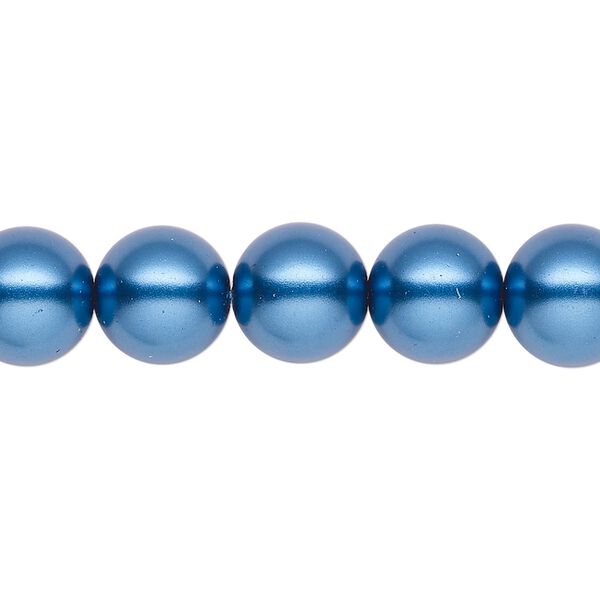 Pearl 2pk metallic blue, Celestial Crystal® 10mm round 15.5-16 inch image number 0