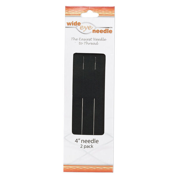Needle, Wide-Eye Needle™, flexible, nickel-plated carbon steel, #14 medium, 4 inches with dual end-points. Sold per pkg of 2. image number 0