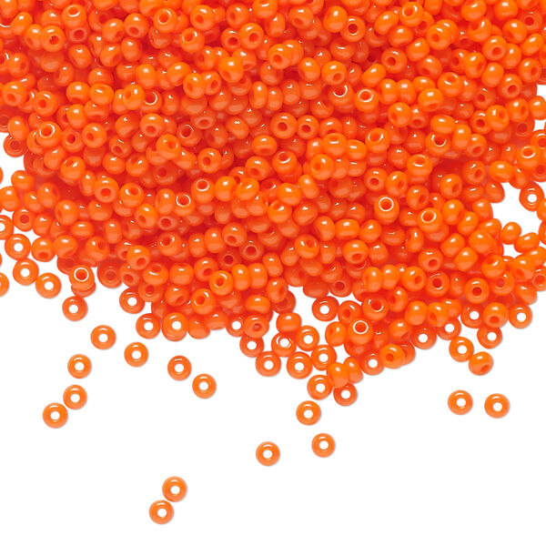 Seed bead, Preciosa Ornela Czech glass, pkg/50g, #11 rocaille, opaque dark orange, (93140). image number 0