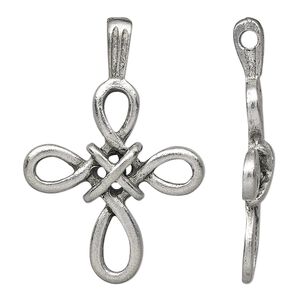 Pendant, antiqued pewter (tin-based alloy), 31x26.5mm woven cross. Sold individually.