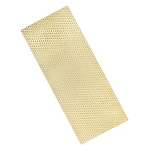 Sheet, brass, 6x2-1/2 inch single-sided rectangle with embossed triangle pattern, 24 gauge. Sold individually.