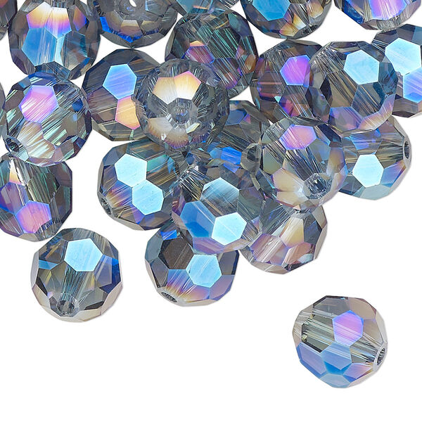 Bead 48pk crystal blue shadow, Celestial Crystal® 10mm round image number 0