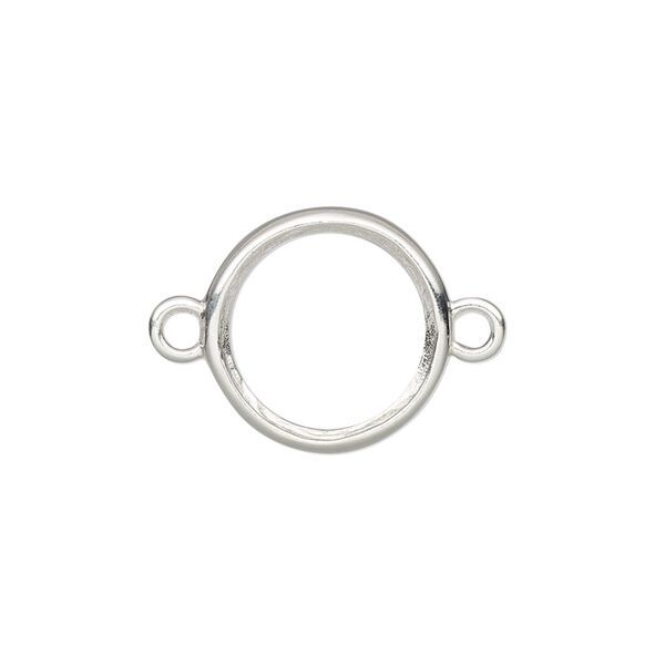 Link, Almost Instant Jewelry®, sterling silver, 16mm round with open back and 14mm rivoli setting. Sold individually. image number 0