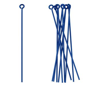 Eye pin, niobium, dark blue, 1-3/4 inches long, 21 gauge. Sold per pkg of 10.
