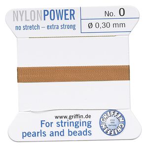 Thread, Griffin, nylon, cornelian, size #0. Sold per 2-meter card (approximately 78 inches).