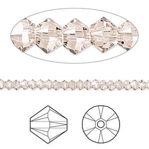 Bead 144pk light silk, Crystal Passions® 3mm bicone 5328
