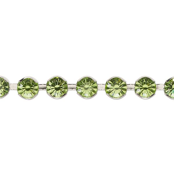 Cupchain, Vintage Crystal&trade;, imitation rhodium-plated brass, peridot, 5.8mm round. Sold per 1-meter section. image number 0