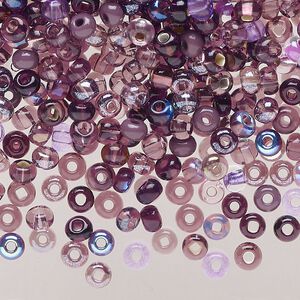 Seed bead mix glass 1pk #6 rocaille opaque and translucent multi-purple, 100 gram
