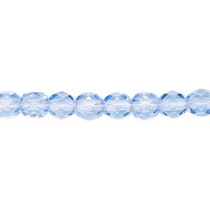 Bead, Czech fire-polished glass, transparent sapphire blue, 6mm faceted round. Sold per pkg of 1,200 (1 mass).