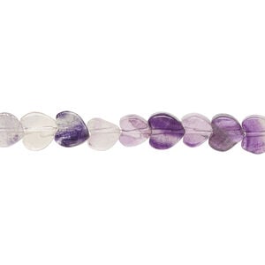 Rainbow fluorite 1pkg1, flat heart bead natural, 15 inch 6mm