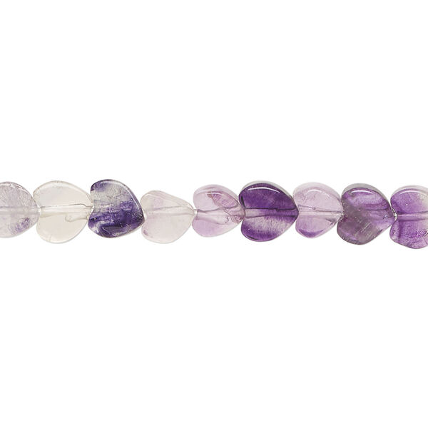 Rainbow fluorite 1pkg1, flat heart bead natural, 15 inch 6mm image number 0