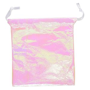 Pouch, satin, fluorescent white, 4-1/2 x 4 inches with drawstring. Sold per pkg of 12.