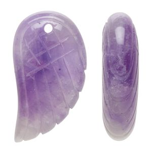 Amethyst 1pkg1, hand-cut top-drilled 2-sided wing focal natural 31x17mm-32x19mm