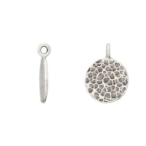 Drop, Hill Tribes, antiqued sterling silver, 13mm hammered round. Sold individually.