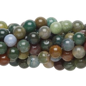 Fancy jasper 1pkg10, round bead natural 15.5-16 inch 6mm