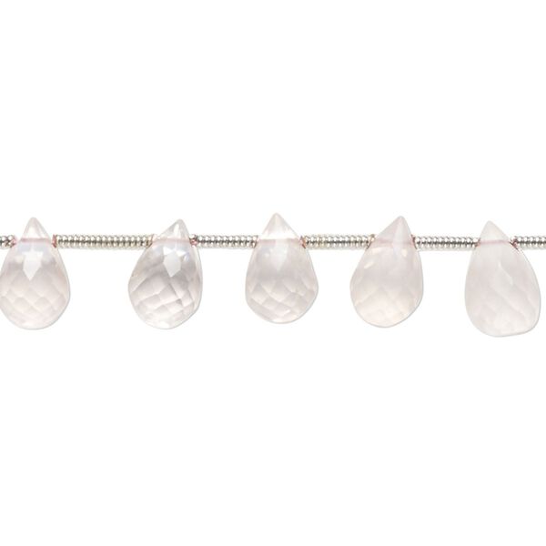 Rose quartz 1pkg20, hand-cut top-drilled micro-faceted briolette bead natural graduated 8x5mm-10x7mm image number 0
