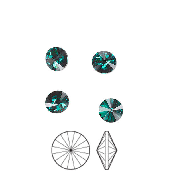 Chaton 12pk emerald foil back, Preciosa MAXIMA Czech crystal rhinestone 6.14-6.32mm rivoli SS29 image number 0