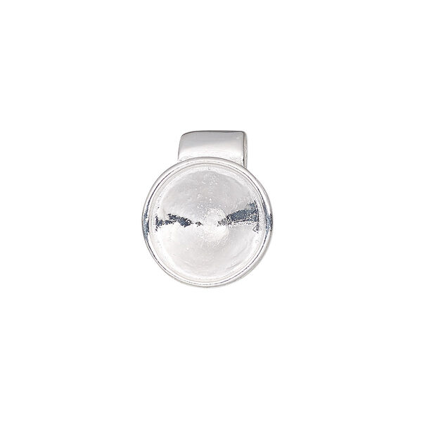 Pendant, Almost Instant Jewelry™, sterling silver, 13.5mm round with 12mm glue-in rivoli setting and tube bail. Sold individually. image number 0