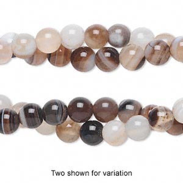 Bead, striped agate (dyed), pkg/ (2) 15-inch strands, 5-6mm round, C grade. image number 0