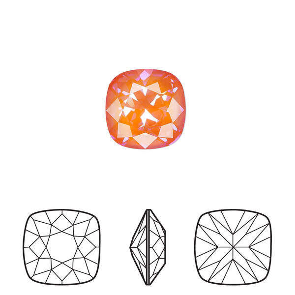 Fancy stone 1pk crystal orange glow DeLite, Crystal Passions® 12mm cushion 4470 image number 0