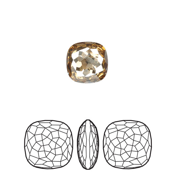 Fancy stone 2pk crystal golden shadow foil back, Crystal Passions® 10mm thin cushion 4483 image number 0