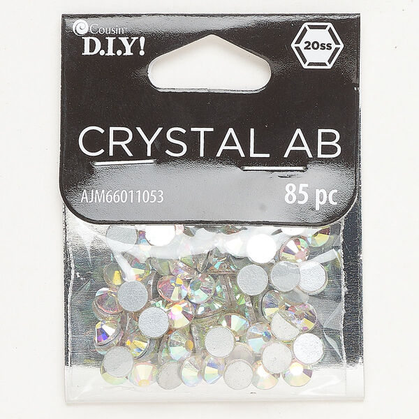 Flat back, glass, pkg/85, opaque clear AB, 4.6-4.8mm round, SS20. image number 0