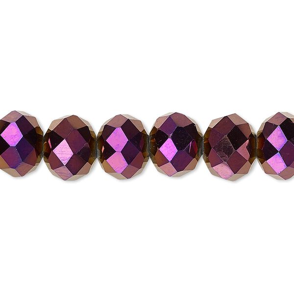 Bead 1pk 48 facets opaque purple metallic, Celestial Crystal® 10x8mm rondelle 15.5-16 inch image number 0