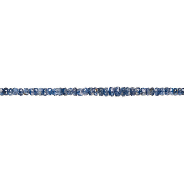 Bead, kyanite (natural), medium to dark, 3x2mm-5x3mm graduated hand-cut faceted rondelle with 0.4-1.4mm hole, B grade, Mohs hardness 4 to 7-1/2. Sold per 17-inch strand. image number 0