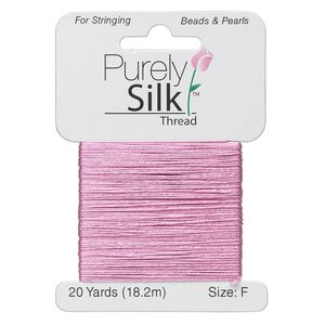 Thread, Purely Silk™, strawberry pink, size F. Sold per 20-yard card.