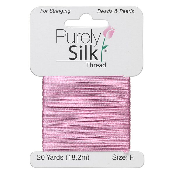 Thread, Purely Silk™, strawberry pink, size F. Sold per 20-yard card. image number 0