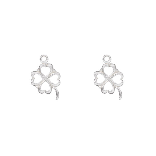 Charm, sterling silver, 11x9mm 4-leaf clover. Sold per pkg of 2. image number 0