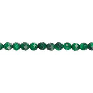 Malachite 1pkg1, faceted round bead natural 8 inch 4mm