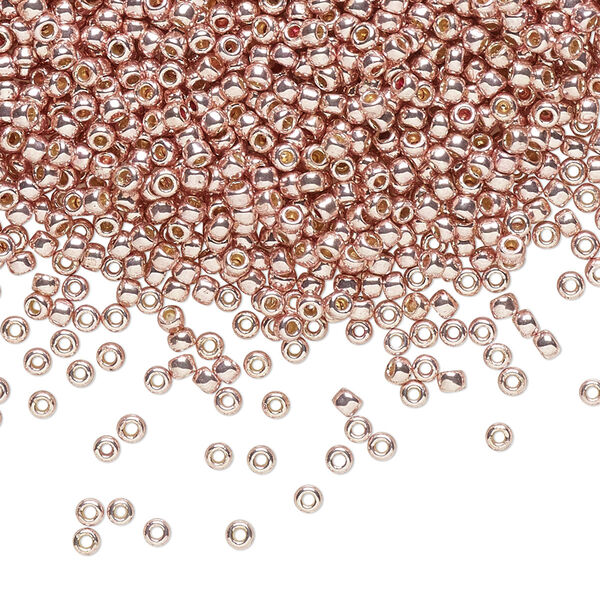 Seed bead, TOHO BEADS®, glass, pkg/7.5g, #11 round, opaque galvanized PermaFinish sweet blush (TR-11-PF552). image number 0
