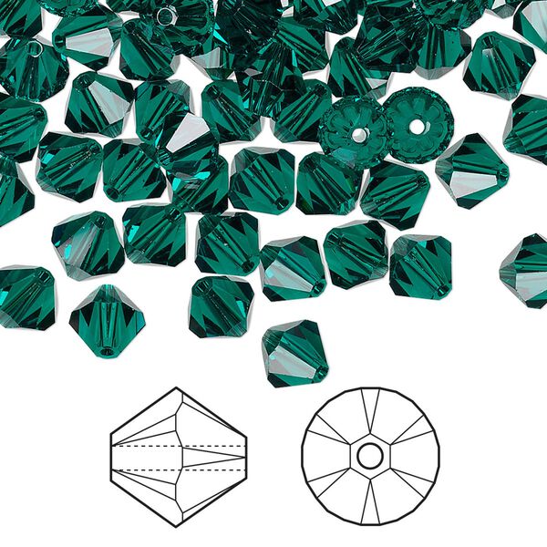 Bead 360pk emerald, Crystal Passions® 6mm bicone 5328 image number 0
