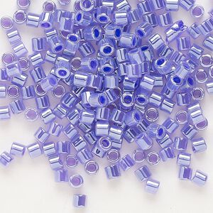 Seed bead, Delica®, glass, pkg/50g, #8 round, opaque inside dyed color luster purple (DBL-0249).