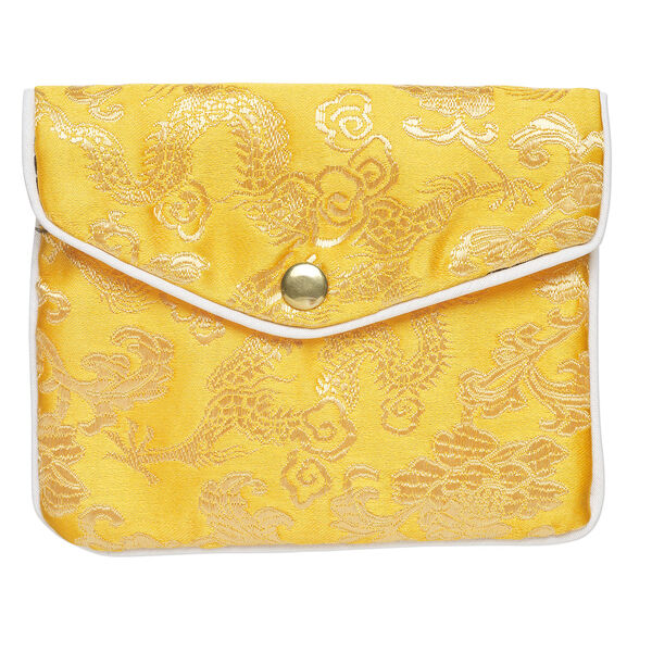 Pouch 1pkg3 rayon fabric and silver-finished steel, multicolored, 4.75x4-inch brocade. image number 2