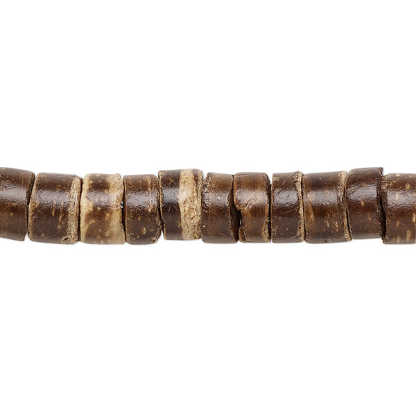 Bead, wood (waxed), dark brown, 7-8mm hand-cut heishi. Sold per 24-inch strand. image number 0
