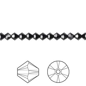 Bead 48pk jet, Crystal Passions® 4mm bicone 5328