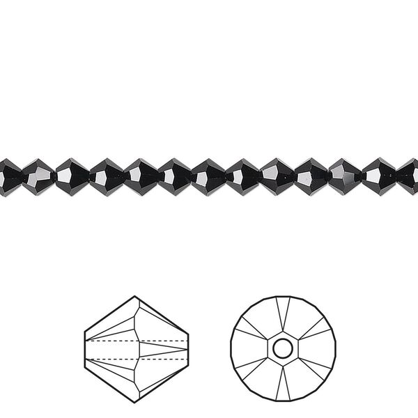 Bead 48pk jet, Crystal Passions® 4mm bicone 5328 image number 0