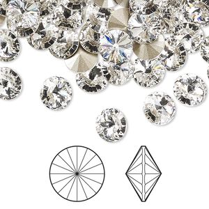 Chaton 12pk crystal foil back, Crystal Passions® 7.07-7.27mm rivoli SS34 1122