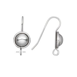 Ear wire fishhook 1pkg2 sterling silver, 23-25mm / 10mm round / open loop, 19 gauge antiqued 1 pair