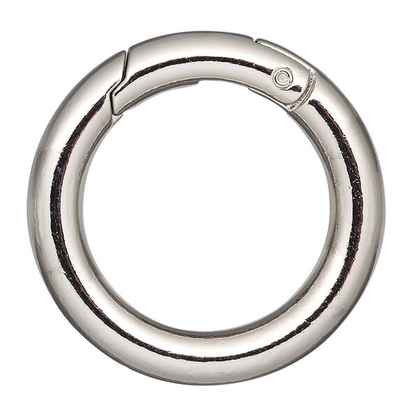 Clasp, self-closing hook, imitation rhodium-finished steel and "pewter" (zinc-based alloy), 37mm round, 6mm thick. Sold per pkg of 2. image number 0