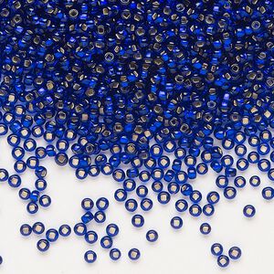 Seed bead, Preciosa Ornela Czech glass, pkg/50g, #11 rocaille, transparent silver-lined blue, (37100).