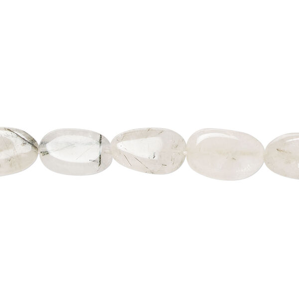 Tourmalinated quartz 1pkg1, hand-cut flat oval bead natural, 13 inch 7x5mm-13x8mm image number 0