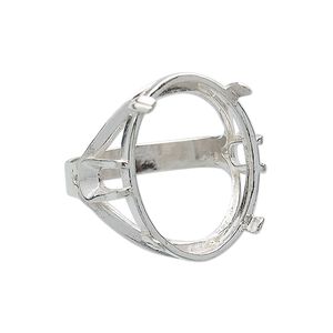 Ring, sterling silver, 25x18mm 4-prong oval, size 11. Sold individually.