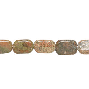 Unakite 1pkg1, hand-cut flat oval bead natural, 13 inch 9x6mm-13x9mm