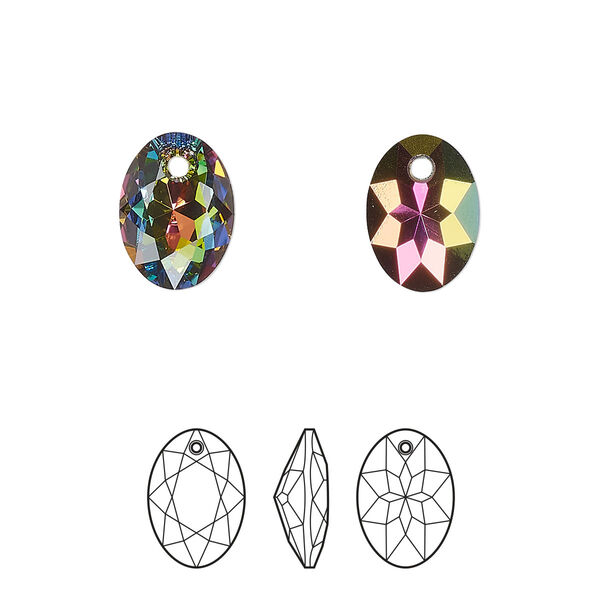 Drop 48pk crystal vitrail medium P, Swarovski® 11.5mm pendant elliptic cut 6438 image number 0